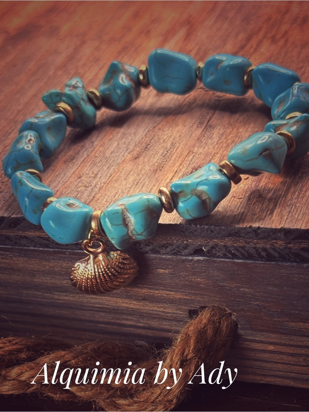 SUMMER chunky nuggets   Turquoise  GOLD 🐚 bracelet